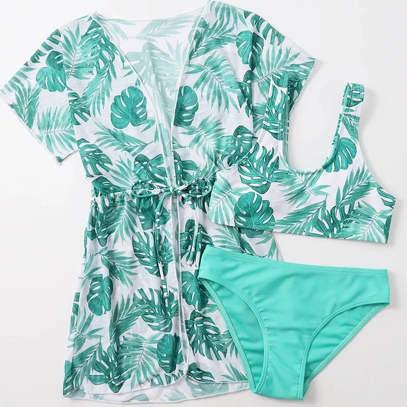 Bikini infantil con cárdigan de malla para niña – Estampado - imagen 2
