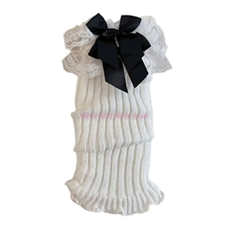 R6FD Fashion Lace Bows Warmers pierna Vestidos calcetines para chicas UNIFORMA DEL UNIFOR - imagen 2