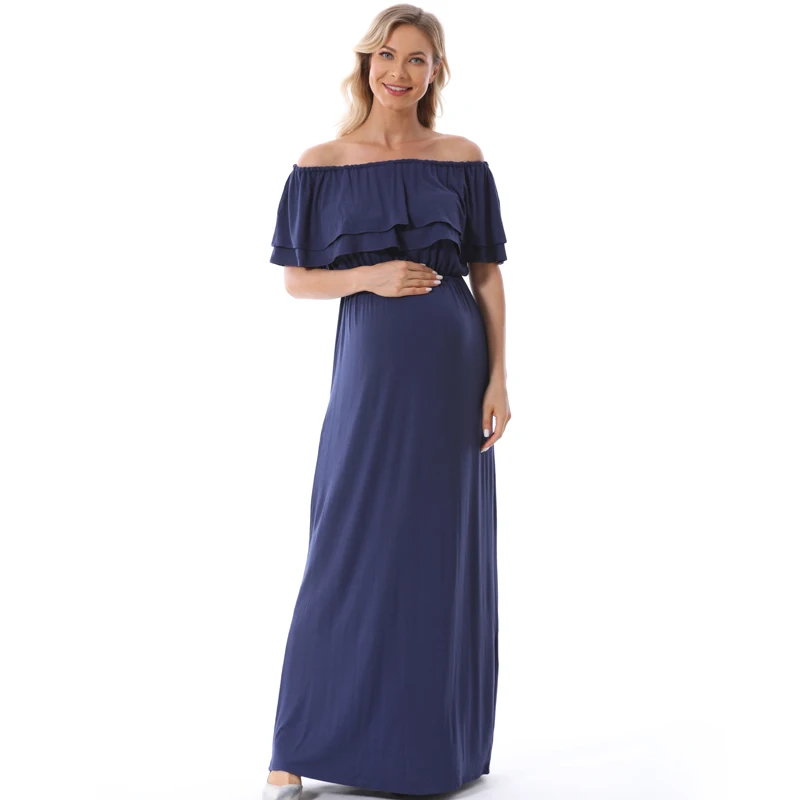 Vestido premamá lactancia talla grande para sesión de fotos embarazo - imagen 3