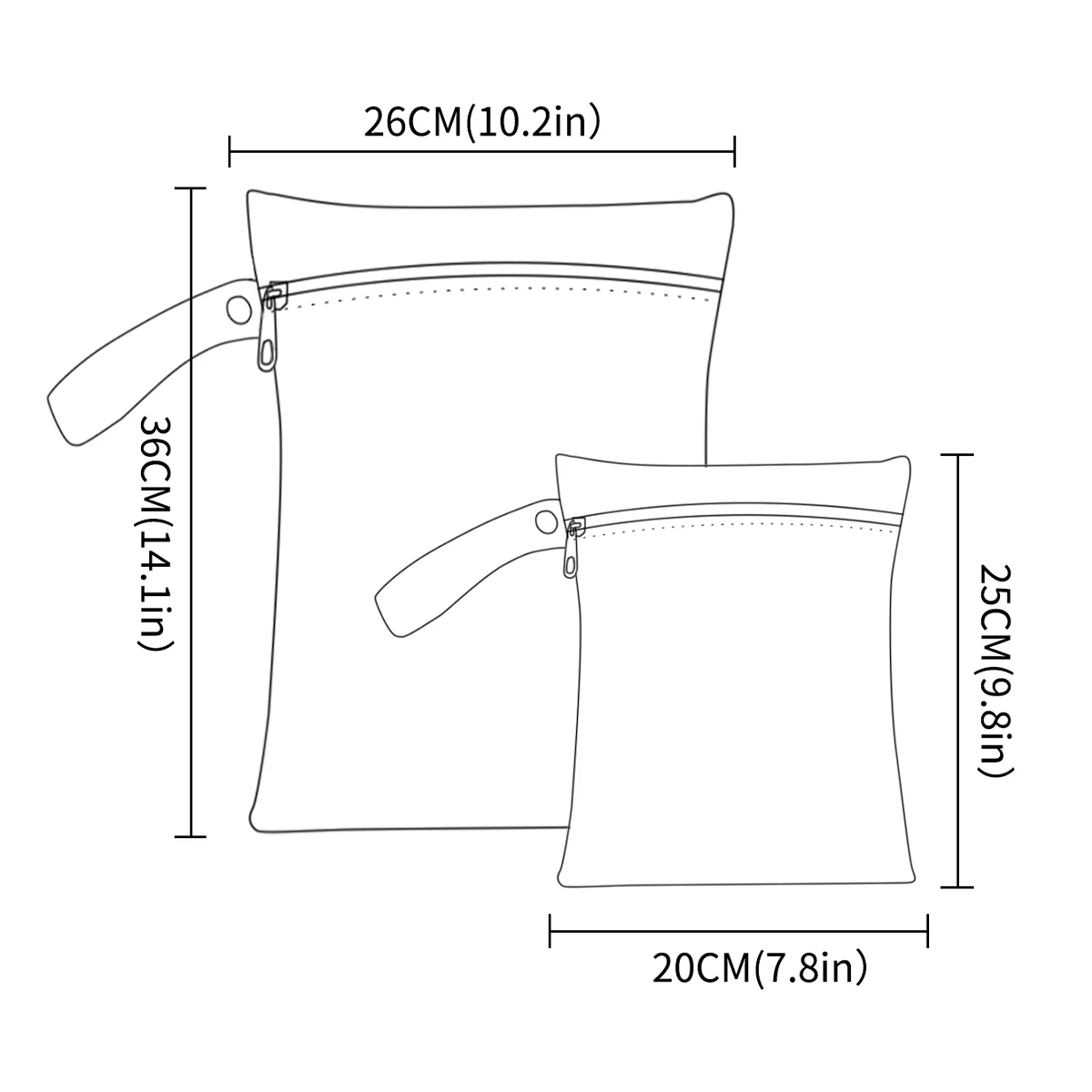 Elinfant 2 uds bolsa de pañales de tela impermeable bolsa húmeda y seca, bolsas de gimnasio lavables para piscina de playa para trajes de baño ropa húmeda - imagen 2