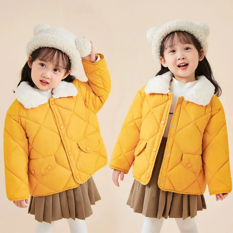 Abrigo invierno algodón cálido con cuello felpa para bebé y niño - imagen 2