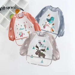 Babero impermeable manga larga con estampado animal para bebé