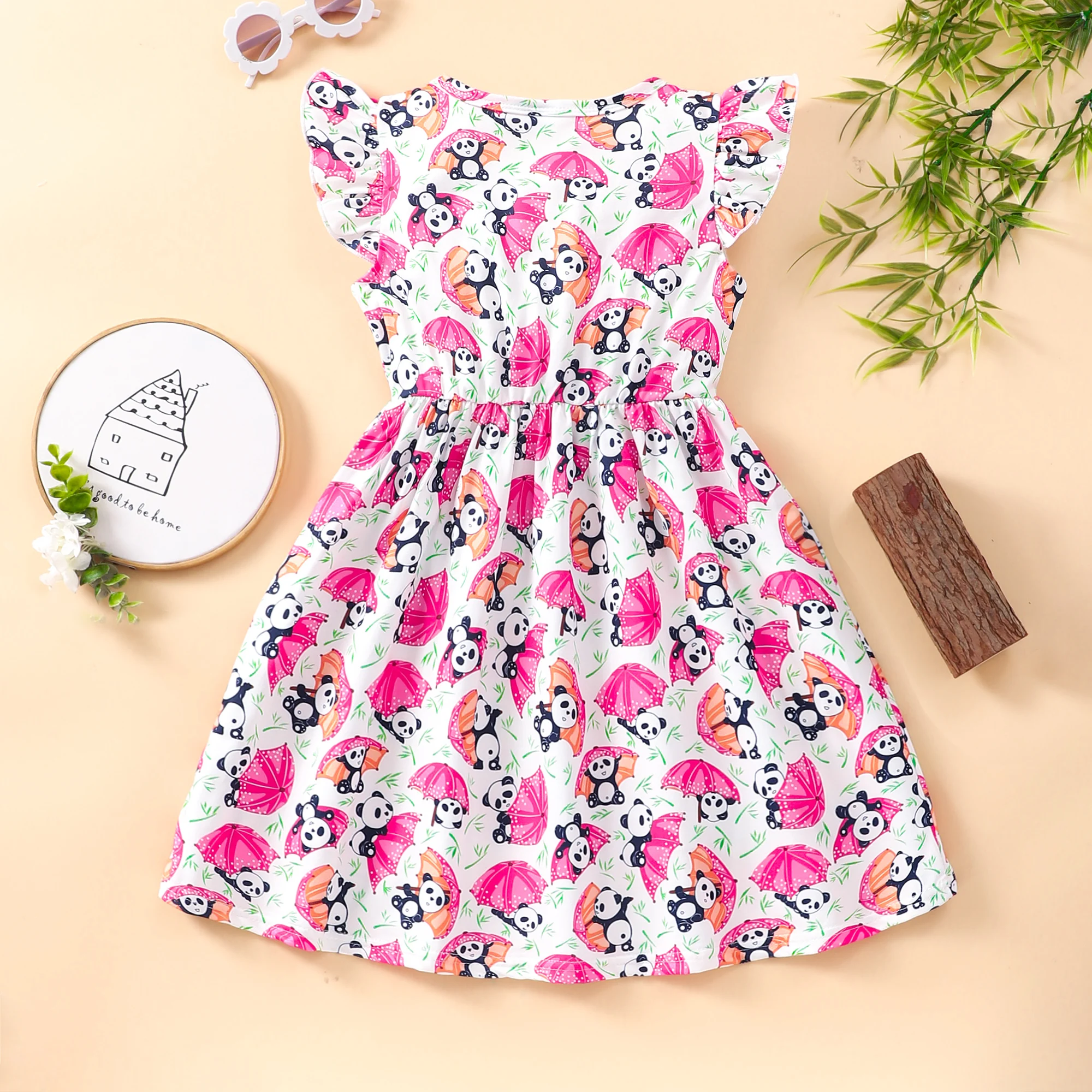 Vestido de verano para niñas 3-7 años con panda - Manga corta - imagen 4