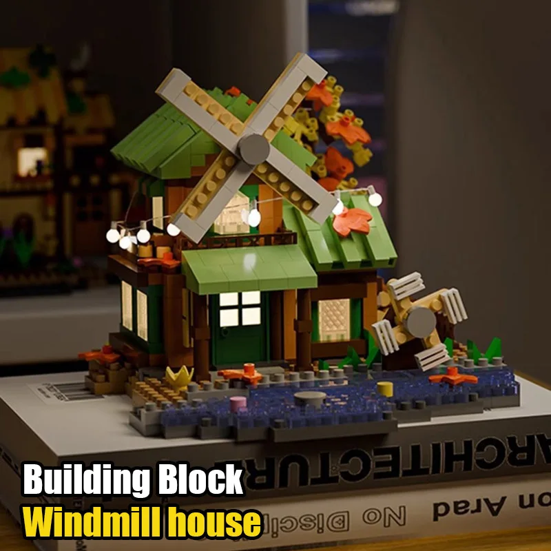 Juego de construcción infantil Casa del árbol con molino