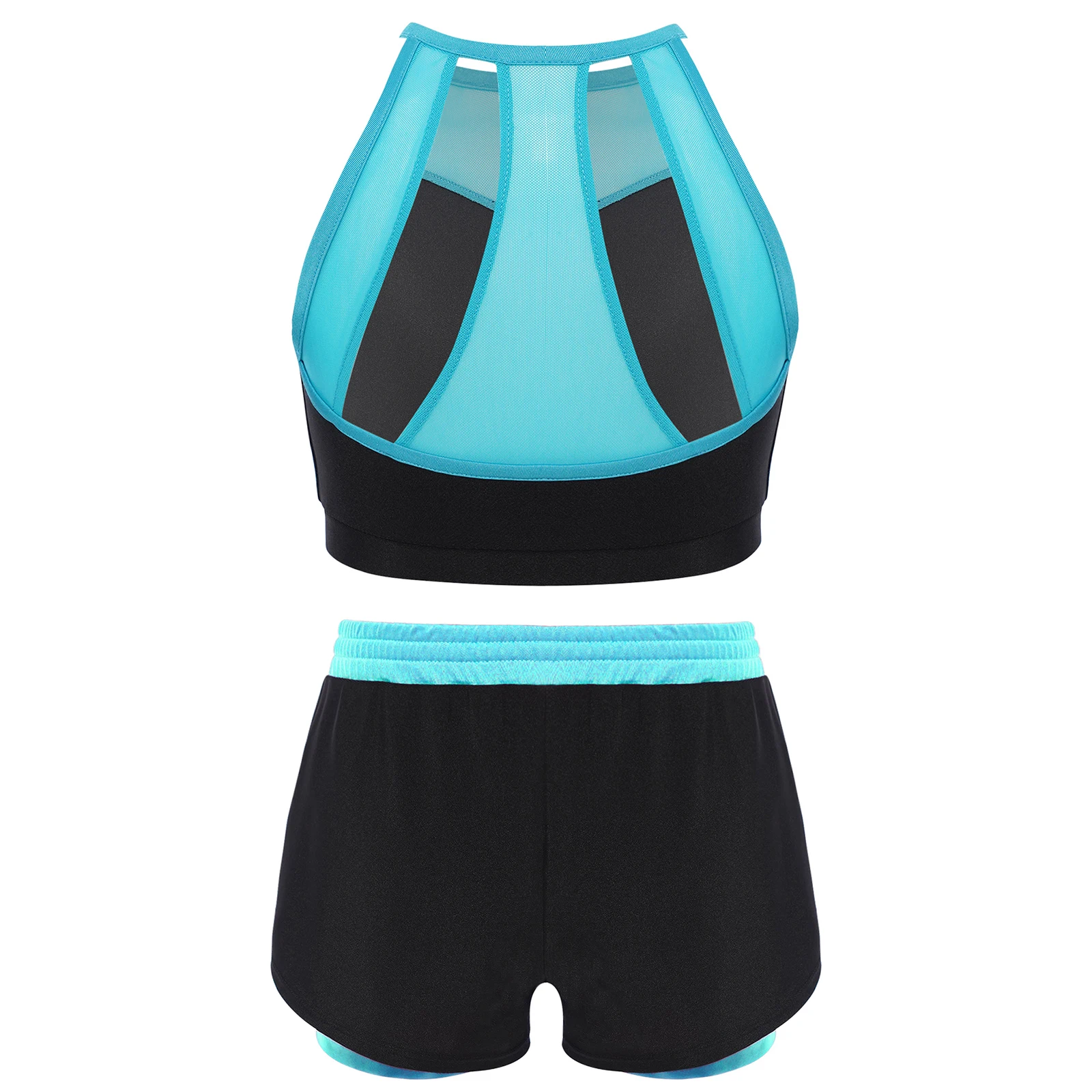 Conjunto de baile de Ballet para niñas, trajes deportivos, Top corto sin mangas con calzoncillos tipo bóxer para gimnasios, entrenamiento, danza, ejercicio, Yoga, correr - imagen 5