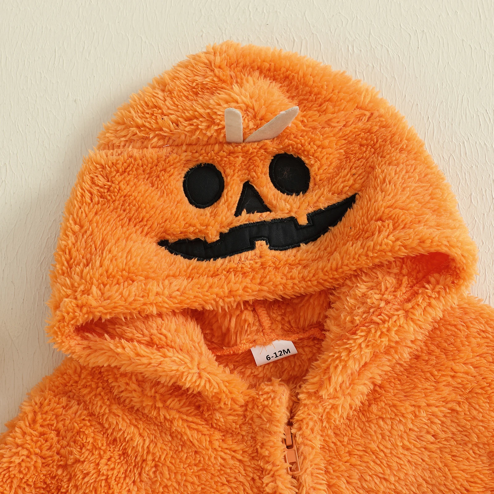 Capa para bebés y niñas, disfraz de calabaza/fantasma de Halloween, capa de felpa con capucha peluda suave - imagen 5