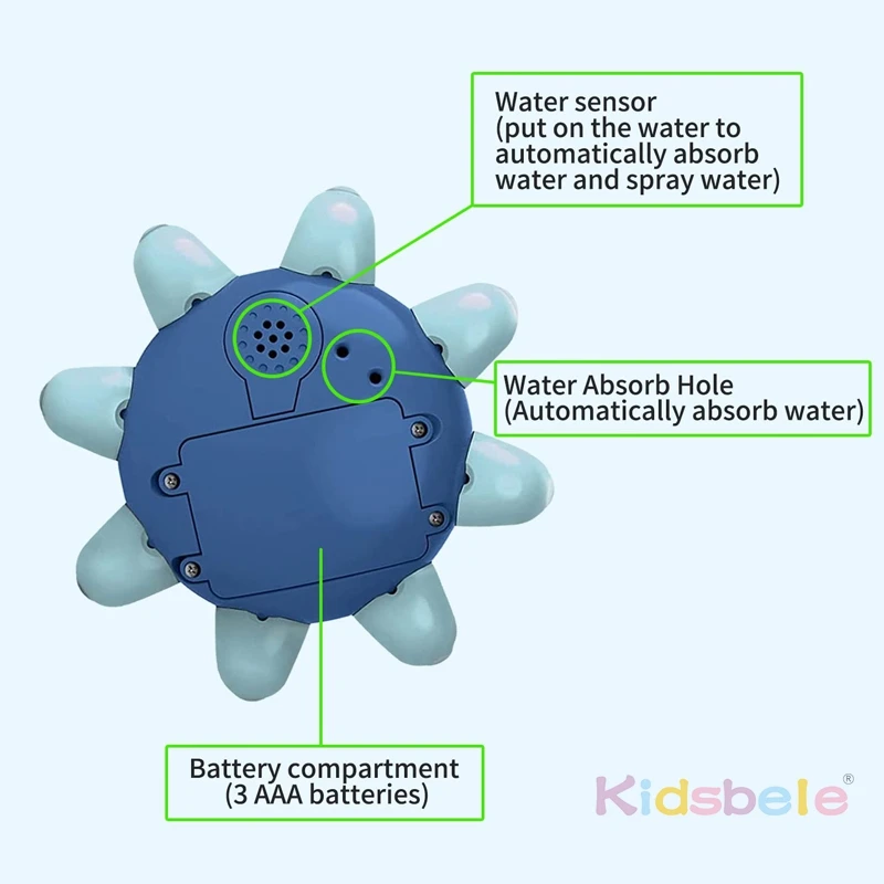 Pulpo aspersor de baño infantil con luz LED flotante - imagen 2