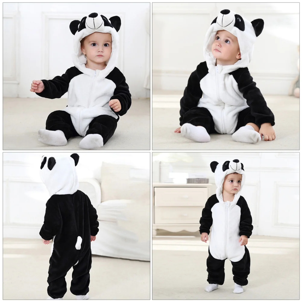 1 Uds pelele mono franela cómodo cálido de una pieza protectora foto de dibujos animados Prop Layette pelele en forma de Panda