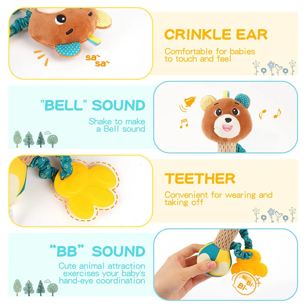 Sonajeros para bebé en peluche suave – Agarre de mano sensoriales - imagen 2