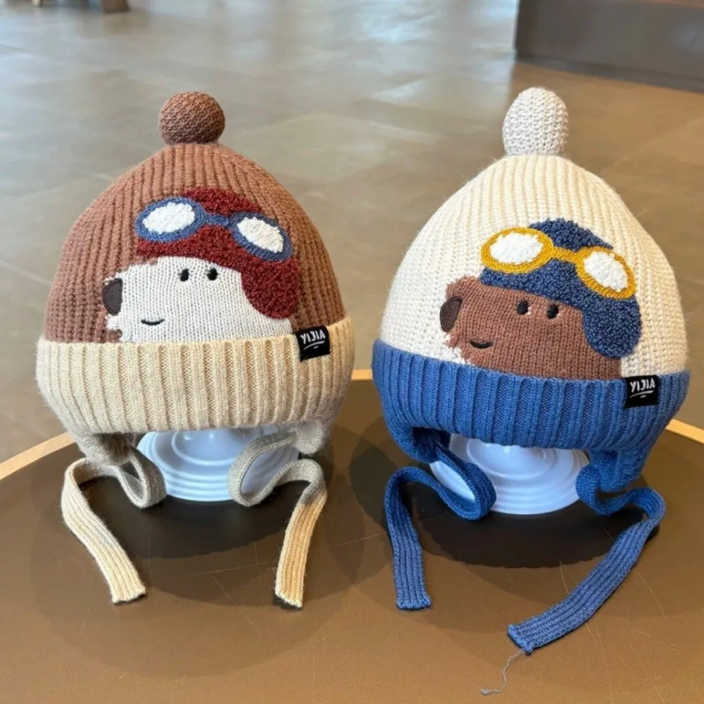 Nuevo gorro bonito de dibujos animados para niños, gorro grueso a prueba de frío con protección para los oídos, gorro tejido cálido a prueba de viento para niños - imagen 5