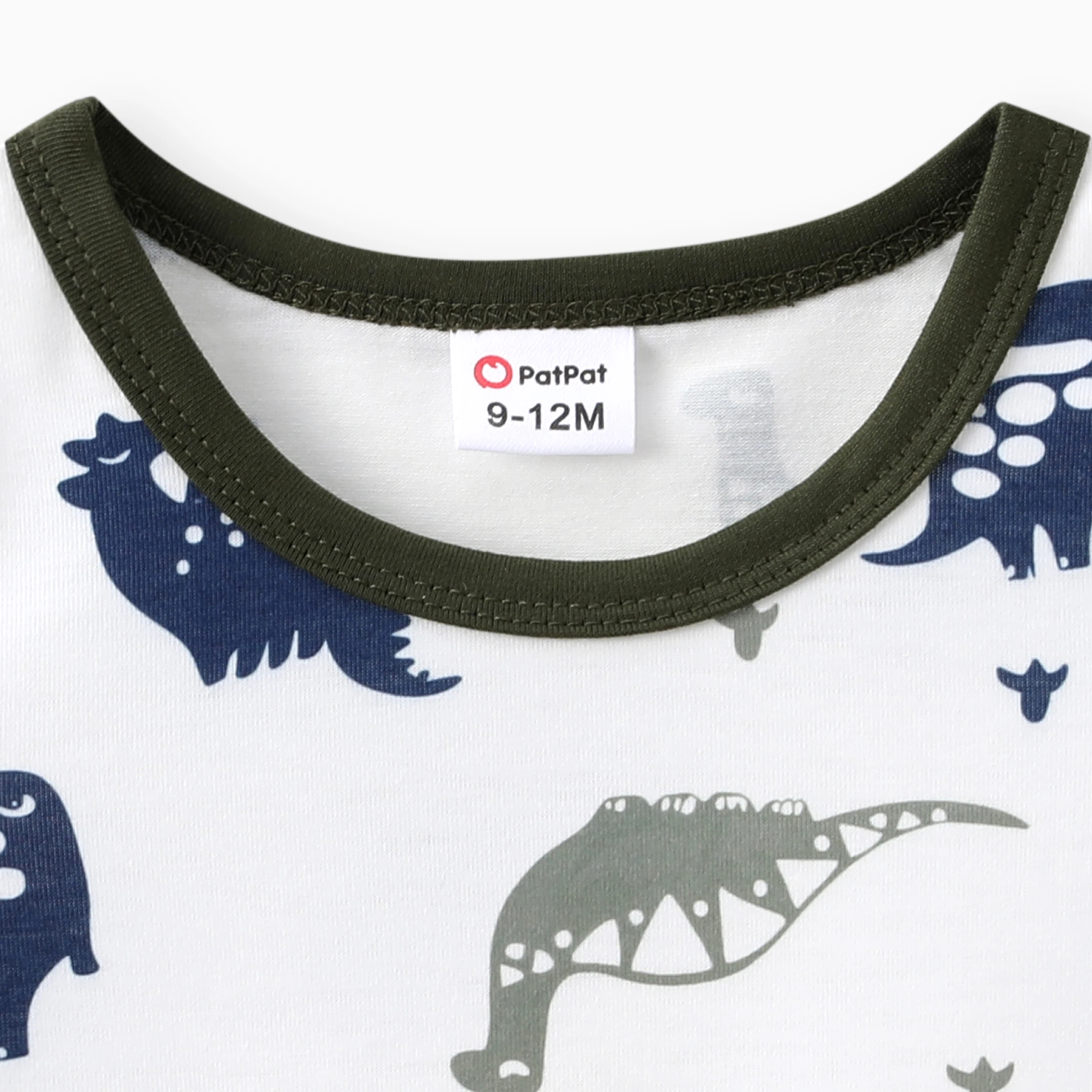 PatPat Conjunto de 2 piezas de camiseta de manga corta con estampado de dinosaurio y pantalones cortos sólidos para bebé - imagen 5
