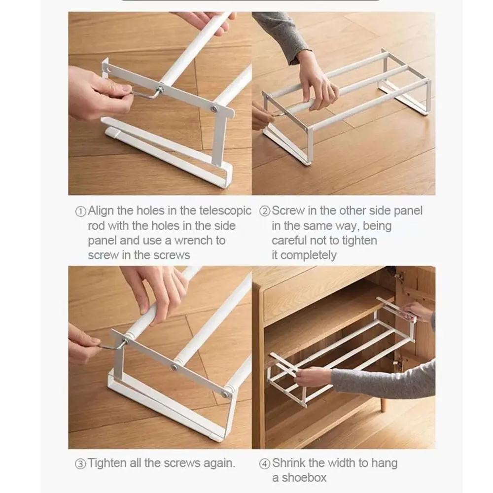 Bandeja de zapatos de partición Simple, almacenamiento para el hogar, retráctil, bajo colgante, en capas, ahorro de espacio, estantes de clase de gabinete multiusos - imagen 2