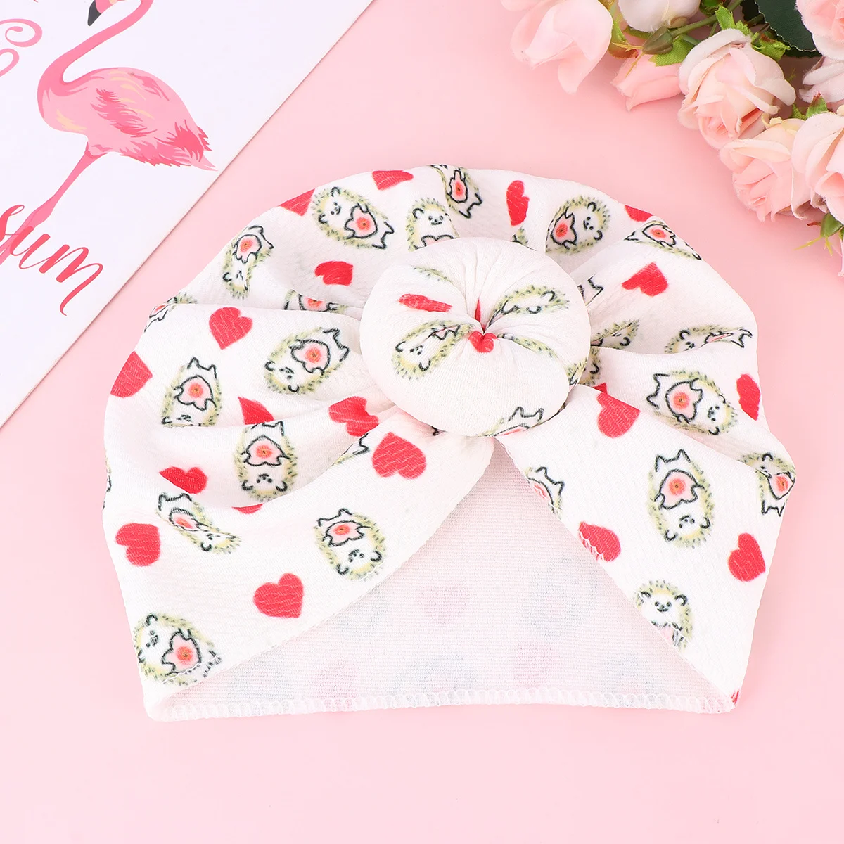 Diademas para bebé, turbante para recién nacido, transpirable, patrón de erizo, fino, plegable, cómodo, sombrero para niña, accesorios para sesión de fotos - imagen 3