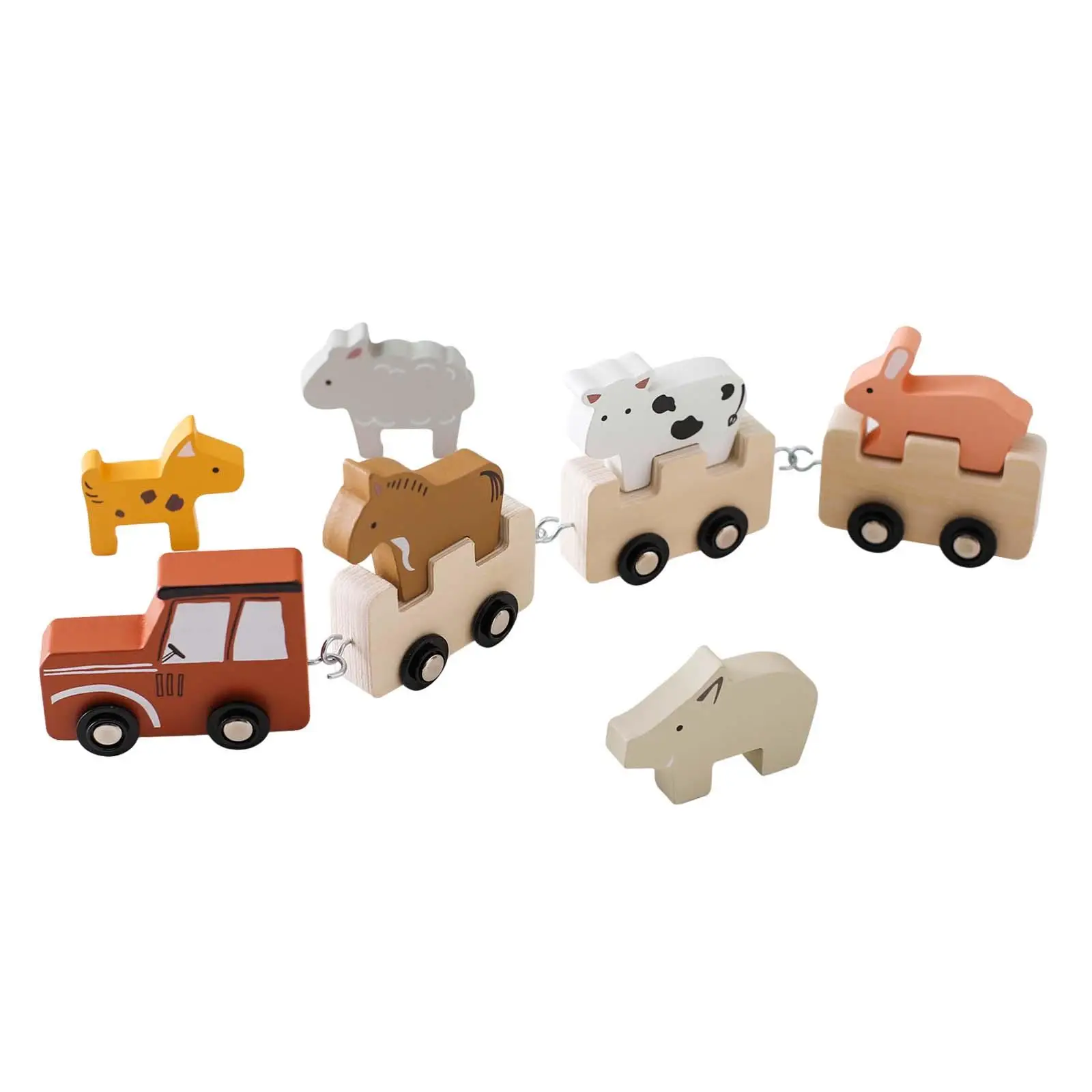 Wooden Animal Train Set Educational Toy Car Sensory Learning Toy Stacking Blocks Toy Montessori Toy for Girl Toys Birthday Gifts