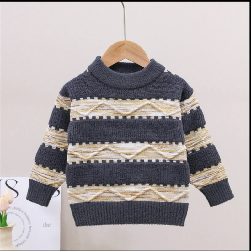 Jersey de punto a rayas para niño – Manga larga de otoño - imagen 4