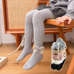 Milancel pantimedias de primavera para niñas con lazo y acabado fino