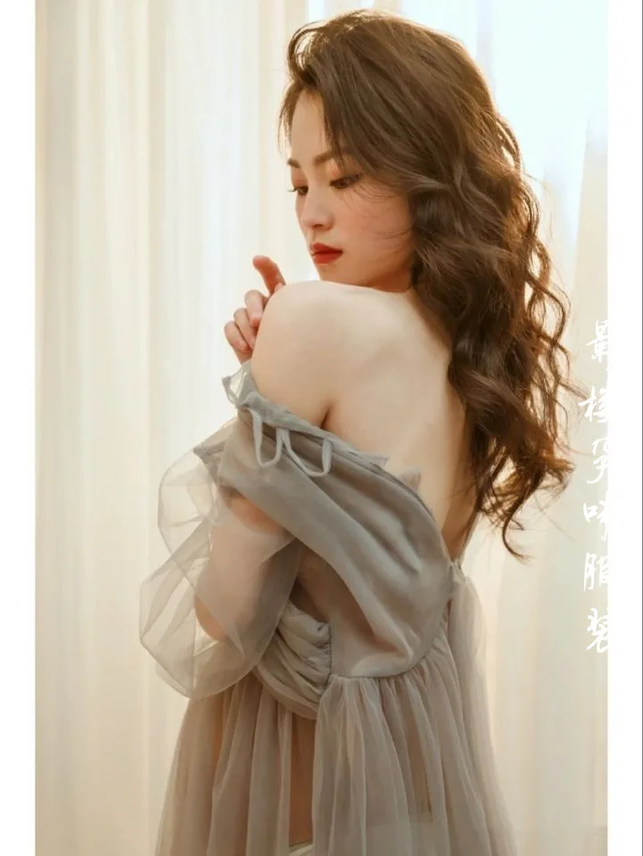 Vestido de gasa con encaje para sesión de fotos newborn - imagen 3