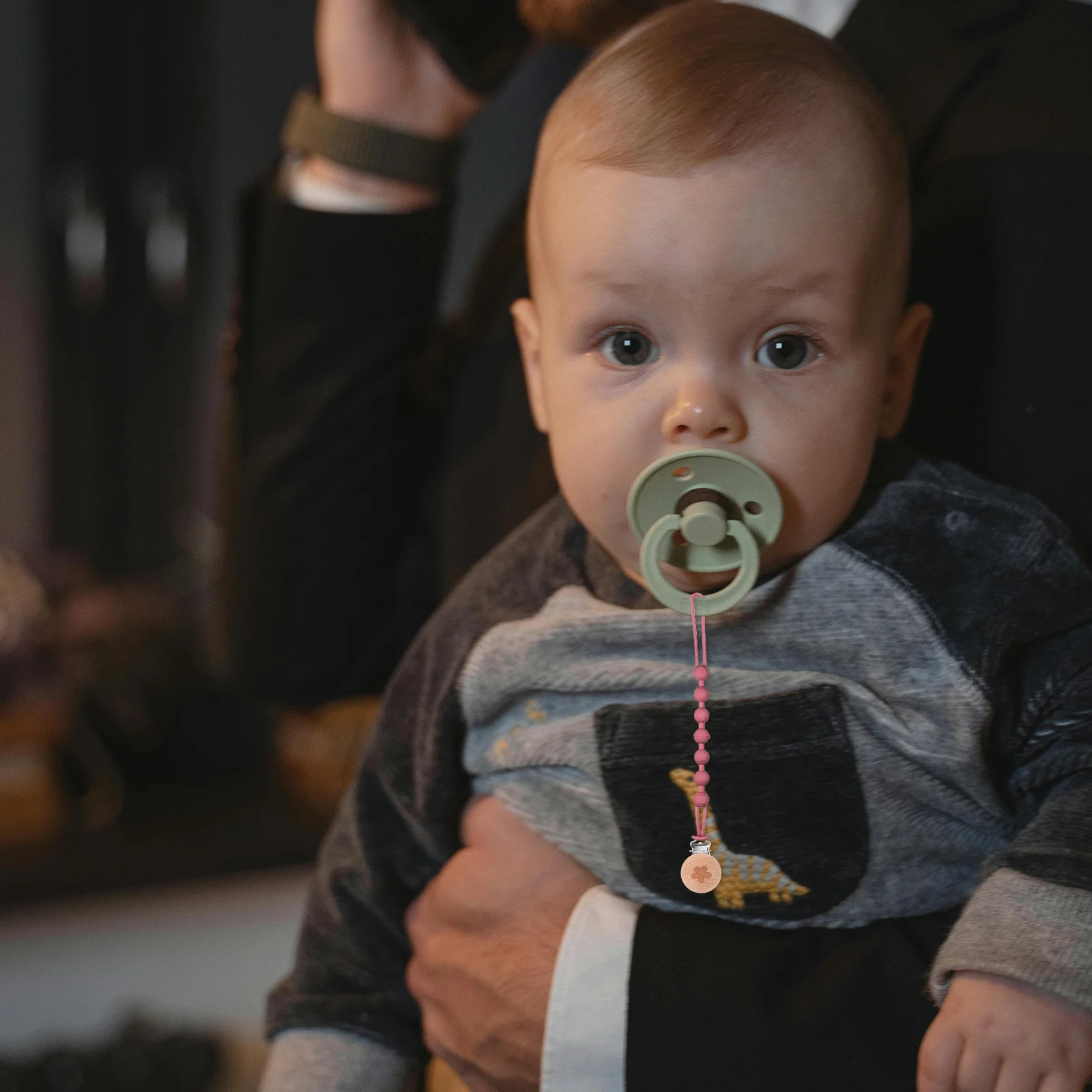 10 Uds. Clips para chupete de madera de azufaifo, bonito patrón de dibujos animados, soporte para chupete de bebé DIY, Clip de dentición multiusos, suministros infantiles - imagen 3