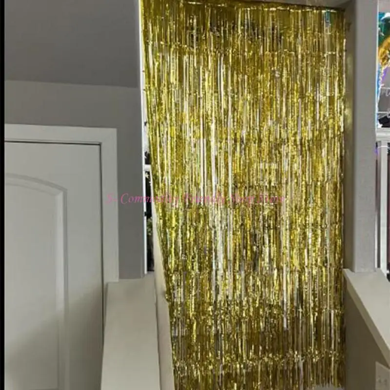 Cortina borlas 85AE para decoraciones fiesta, cortina con flecos aluminio, decoraciones temáticas cumpleaños - imagen 4