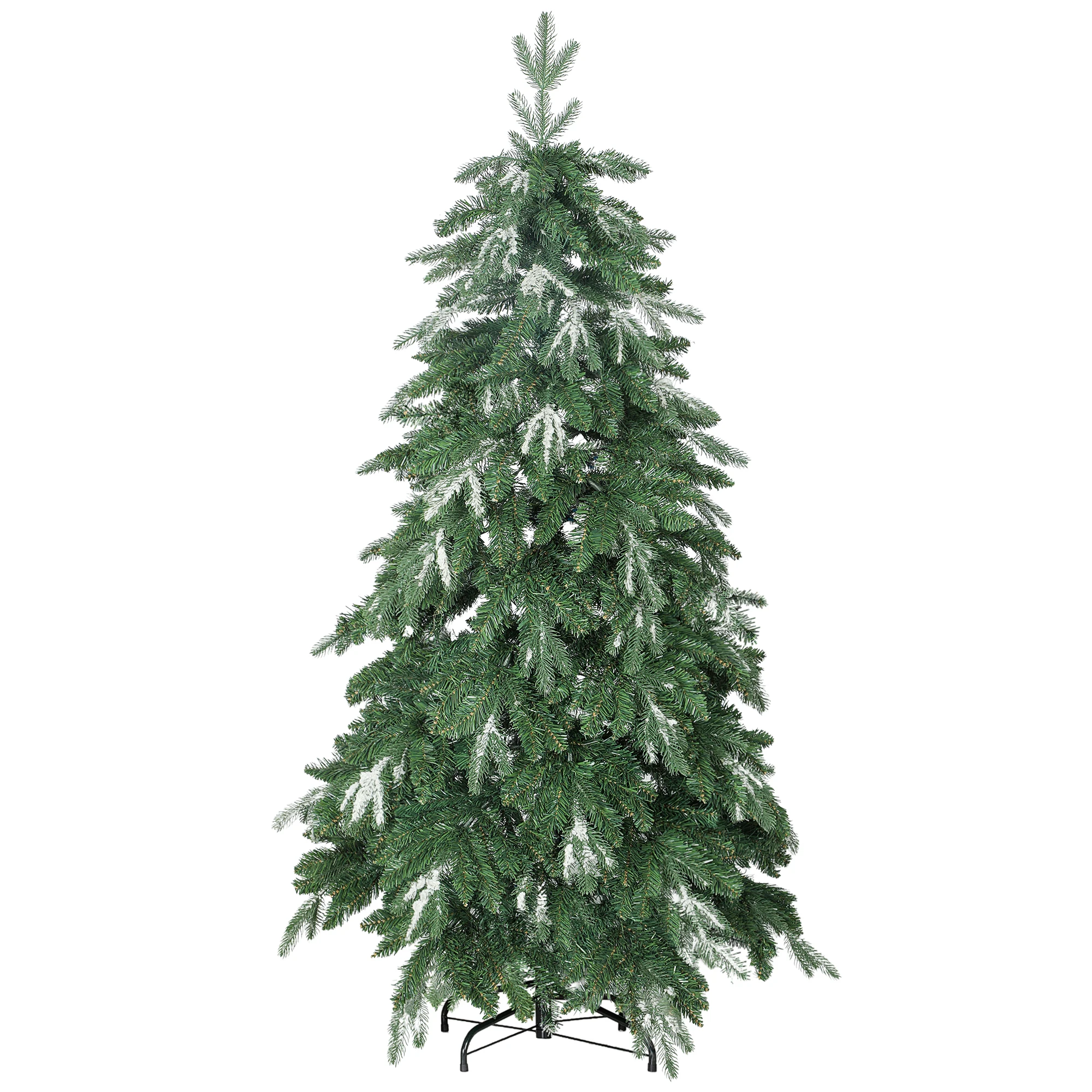 HOMCOM Árbol de Navidad Artificial 150 cm, Ramas Realistas con Efecto Nieve, Árbol de Navidad con Soporte de Acero, Base Plegable, Montaje Rápido, Decoración Navideña para Hogar, Fiesta