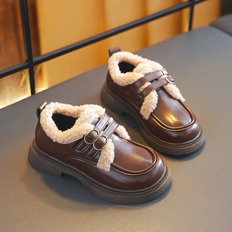 Mocasines para niños 2025, nuevo estilo de invierno, suela plana para niños, bota individual para niños, zapatos casuales versátiles de estilo británico para hombres y mujeres - imagen 3