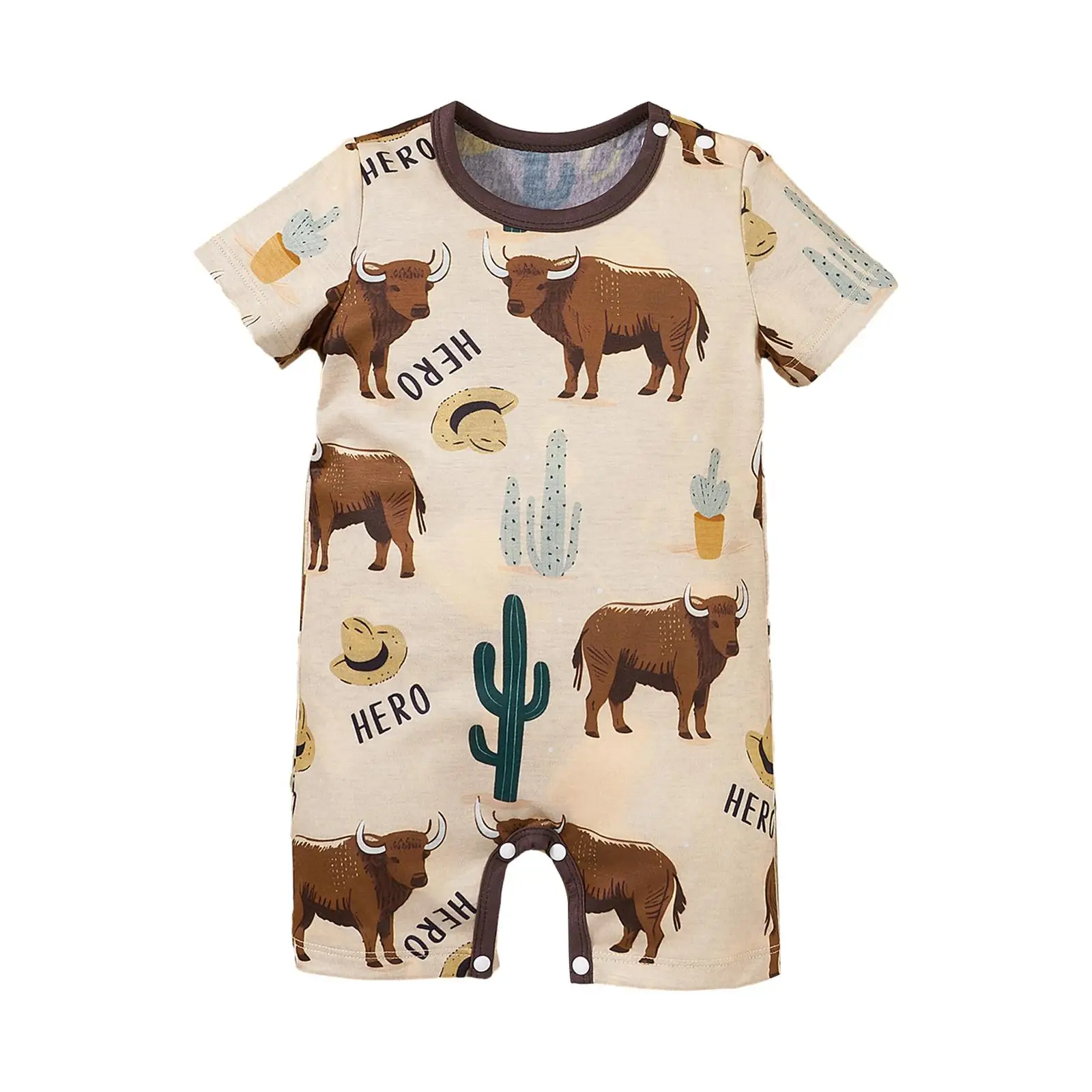 Newborn Cartoon Pyjama Playsuit Infants Summer Button Onesie Jumpsuit for Festival Photo Shoot Outdoor Holiday Wedding Party