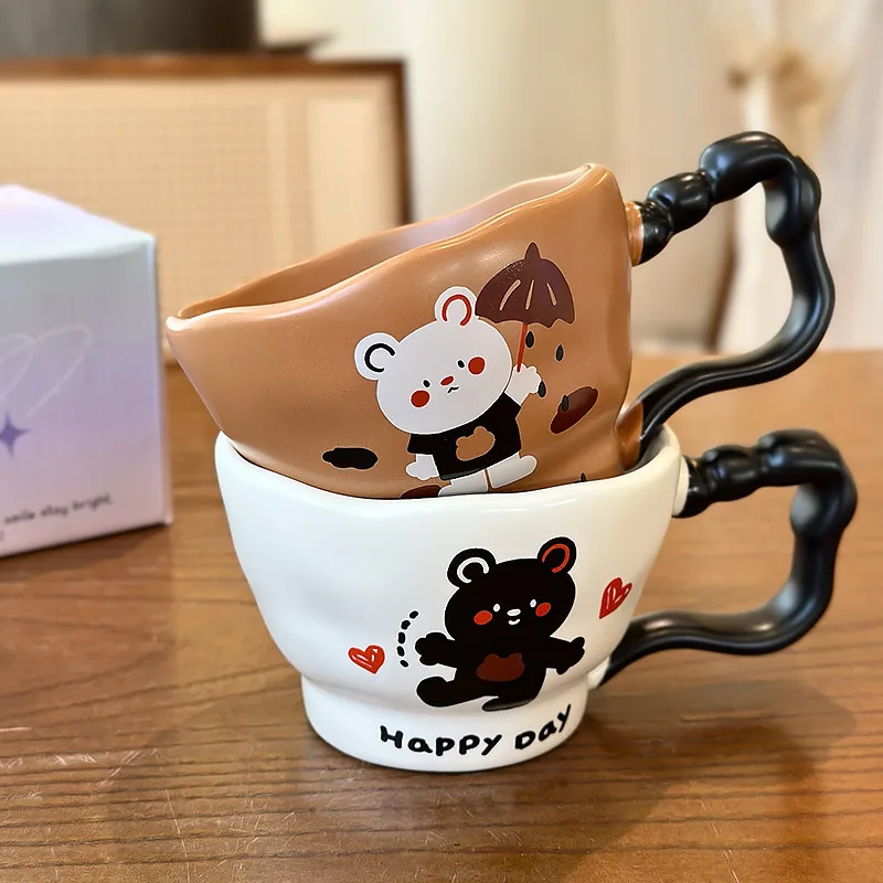 Taza cerámica de oso bonita con mango grande y boca ancha para oficina - imagen 3