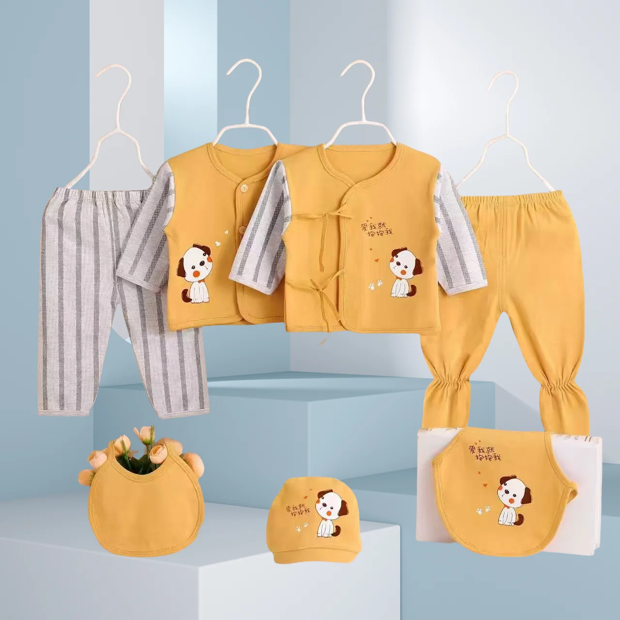 Conjunto de algodón para bebé niña con gorrito - imagen 2