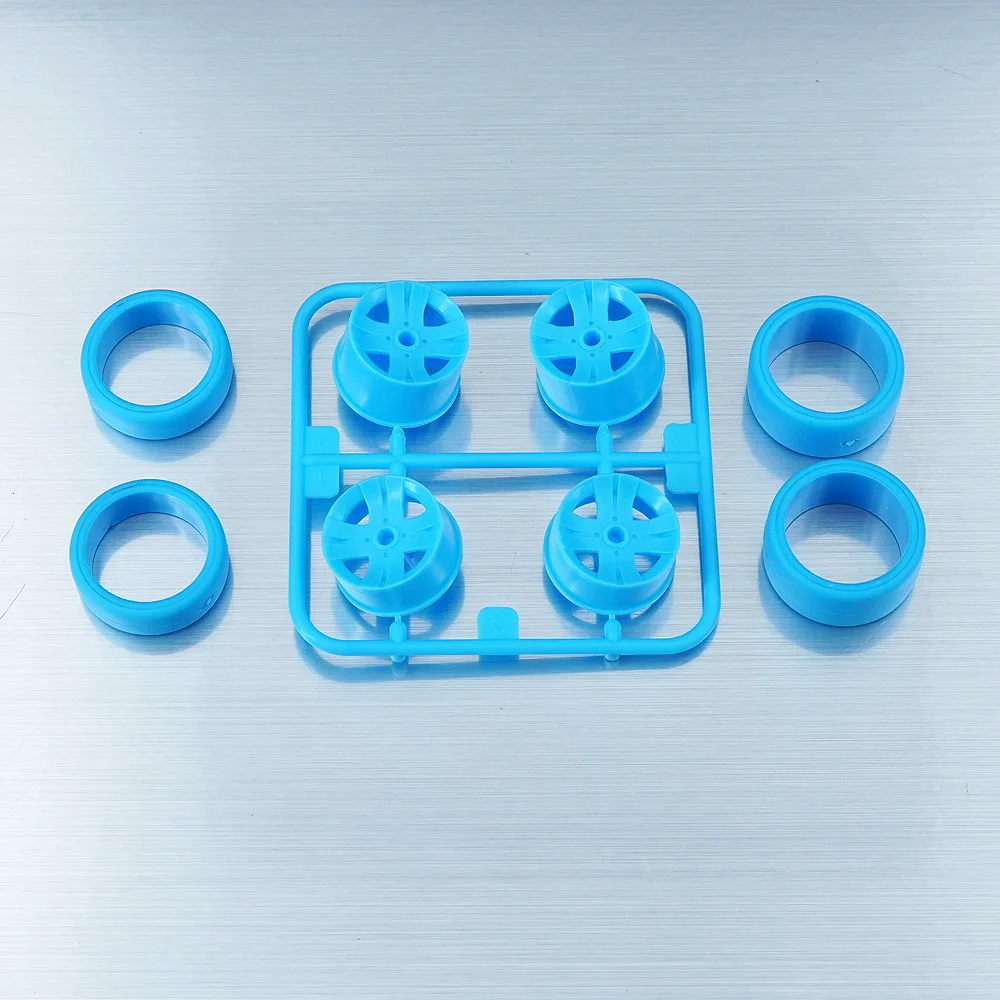 Jiepin MINI 4WD coche delantero estrecho trasero ancho ruedas de gran diámetro neumáticos azul cielo