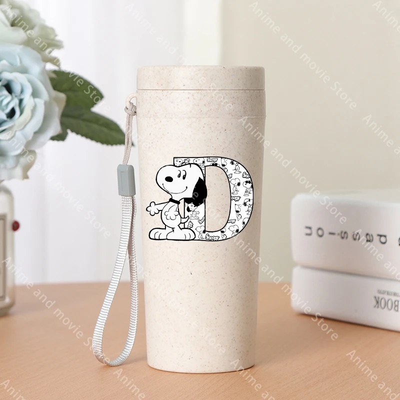 400ML Snoopy niños niñas Chlid dibujos animados carta moda vasos de agua niños Anime vasos de plástico tazas de leche niños lindo regalo de cumpleaños - imagen 4