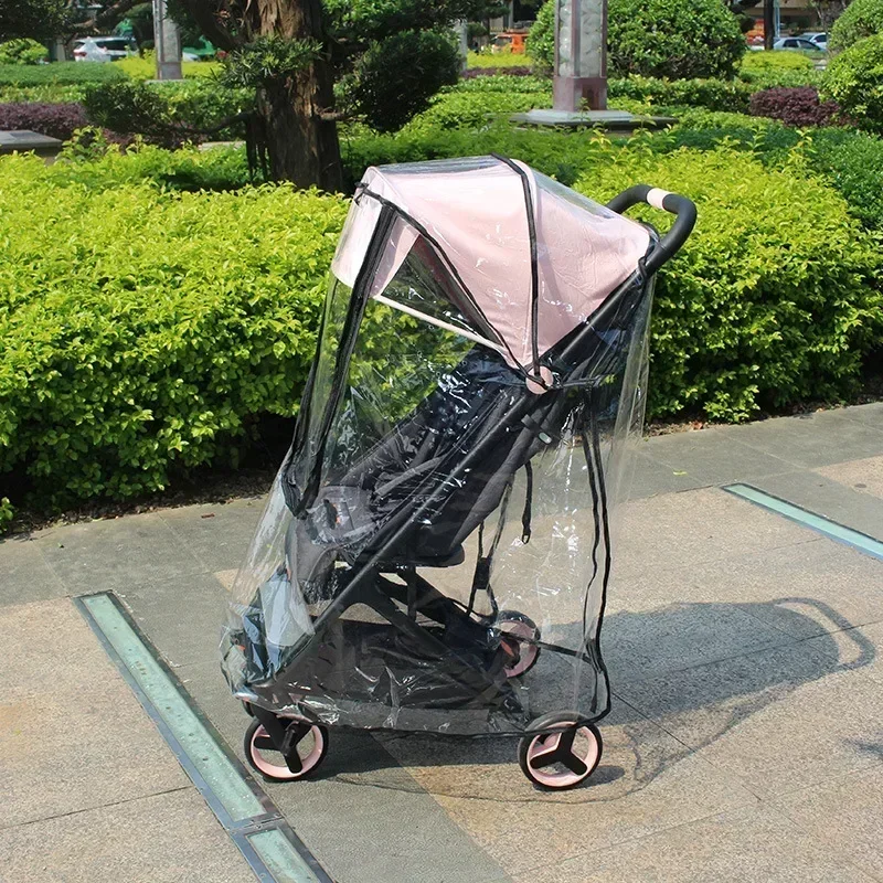 Cubierta de lluvia para cochecito, parabrisas para cochecito de recién nacido con cremallera, accesorios universales para coche de bebé - imagen 3