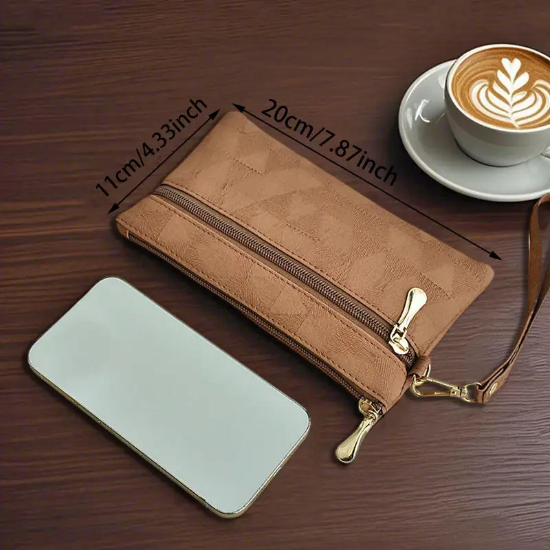 Carteras de gran capacidad a la moda de alta calidad para mujer, monedero largo y grande con cremallera, monedero para mujer, cartera de mano para teléfono, pulsera ﻿ - imagen 2