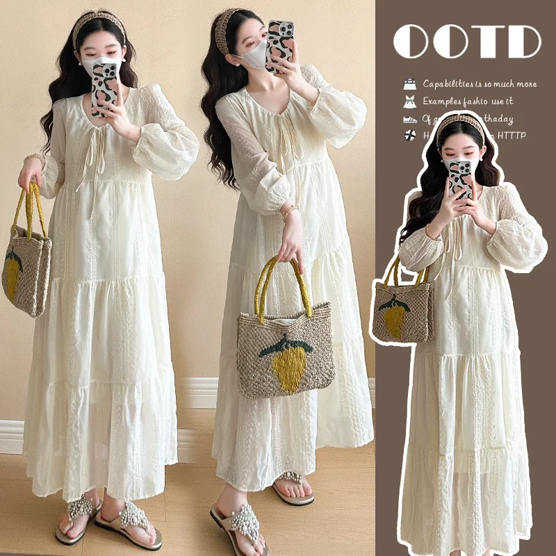 2025 primavera moda coreana vestido de maternidad elegante Casual ropa recta suelta para mujeres embarazadas ropa de embarazo