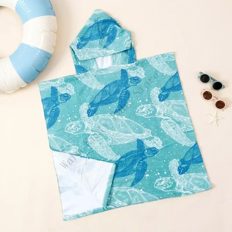 Toalla baño con capucha con estampado dibujos animados XXFE para bebés niños Absorbente suave baño baño seco - imagen 5