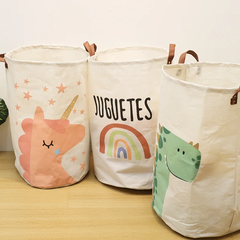 Cesta de artículos para bebé de gran capacidad, organizador de pañales, cubo plegable con estampado de dibujos animados para ropa sucia, cesta de almacenamiento de juguetes - imagen 4