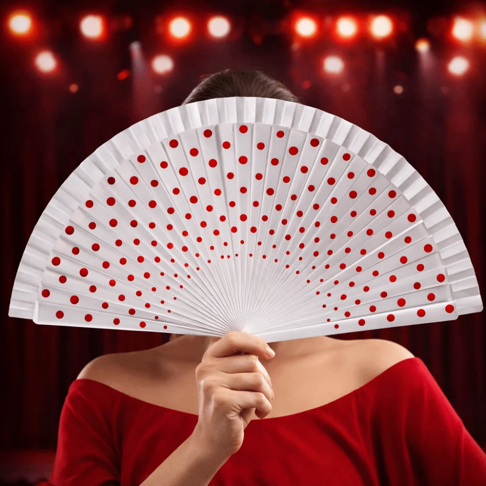 Abanico flamenco infantil de madera elegante con lunares para baile - imagen 4