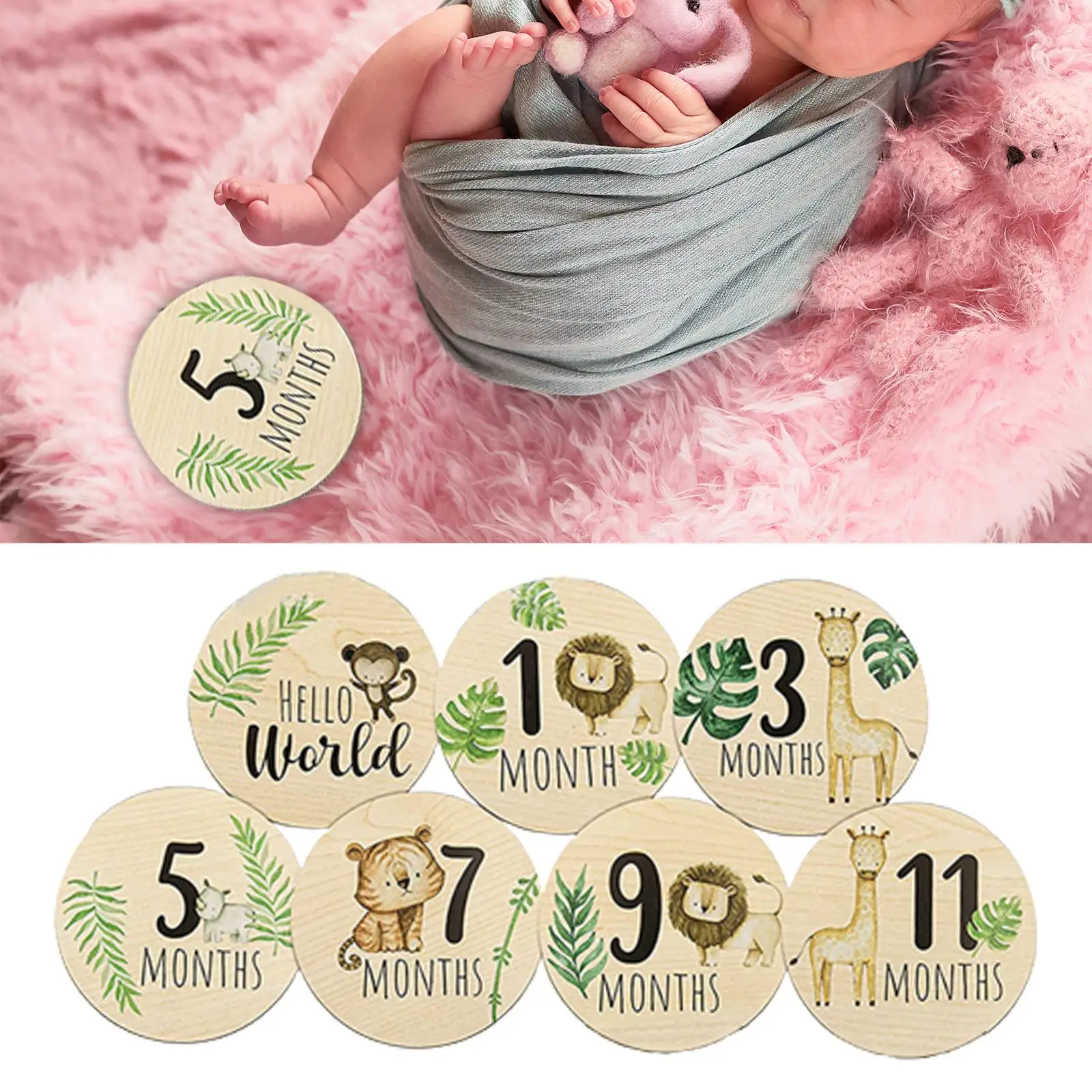 7Pcs Baby Milestone Cards Round Baby Announcement Cards for Boys and Girls - imagen 4