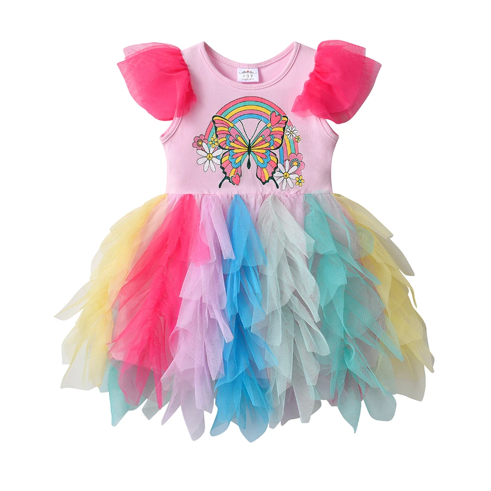 DXTON vestido princesa verano niña volantes sin mangas lujo fiesta - imagen 2