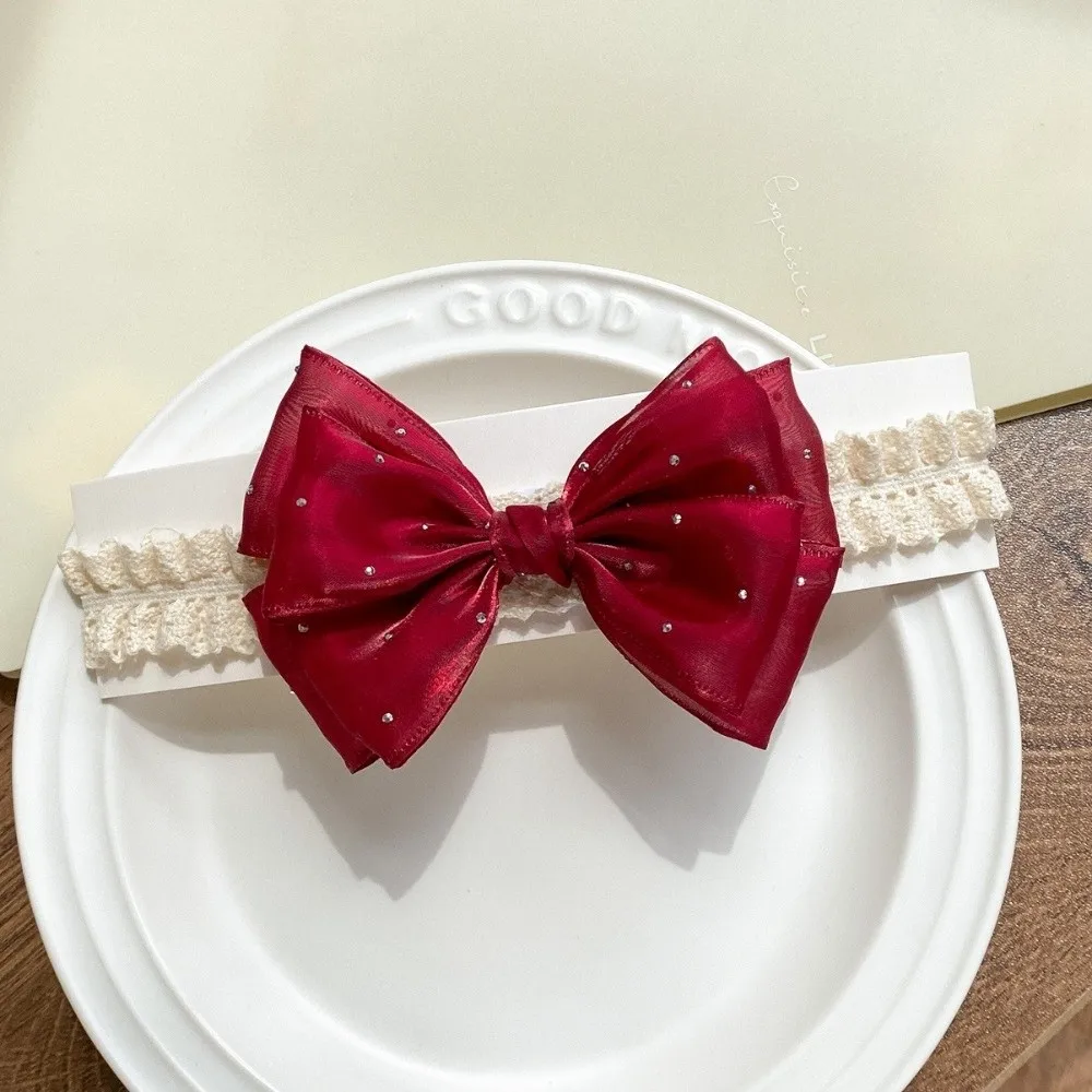 Diadema lazo para recién nacida – Encaje suave elástico - imagen 2