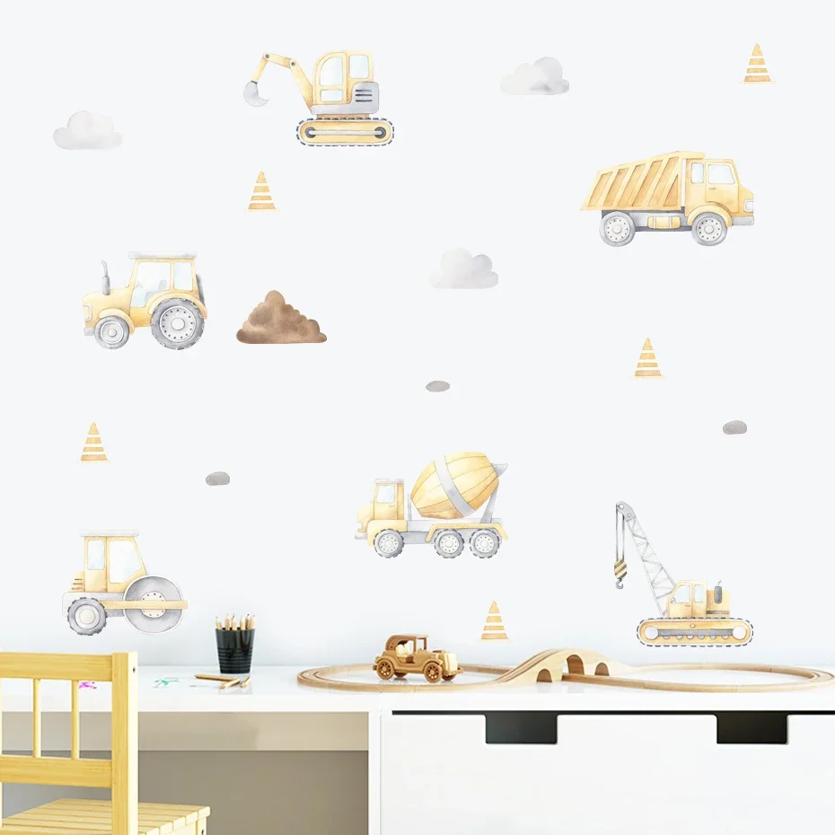 Pegatinas de pared acuarela con vehículos para cuarto infantil - imagen 2