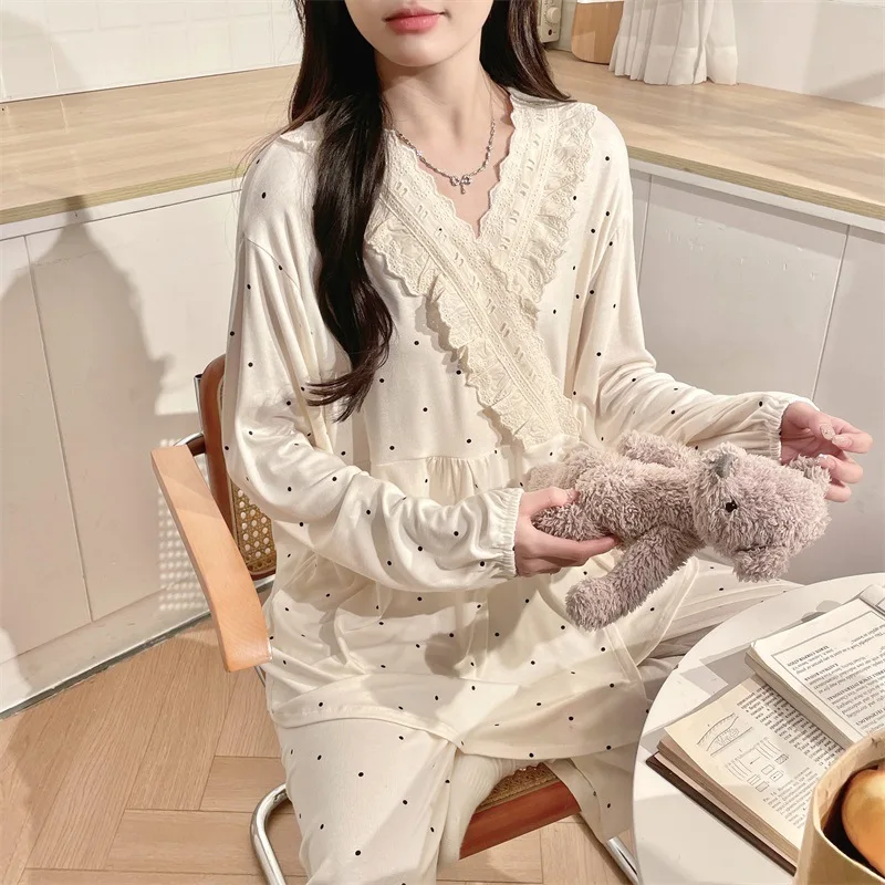 Ropa de dormir de maternidad de fresa Modal embarazo ropa de dormir postnatal pijamas de lactancia camisón de maternidad de lactancia - imagen 2