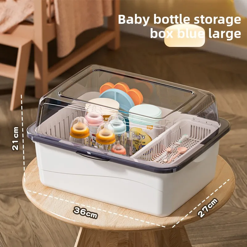 Organizador de biberones con tapa, escurridor a prueba de polvo y humedad, cesta extraíble, taza separada, almacenamiento de gran capacidad - imagen 4