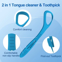 Rascador de lengua y palillo dental 2 en 1 para viaje