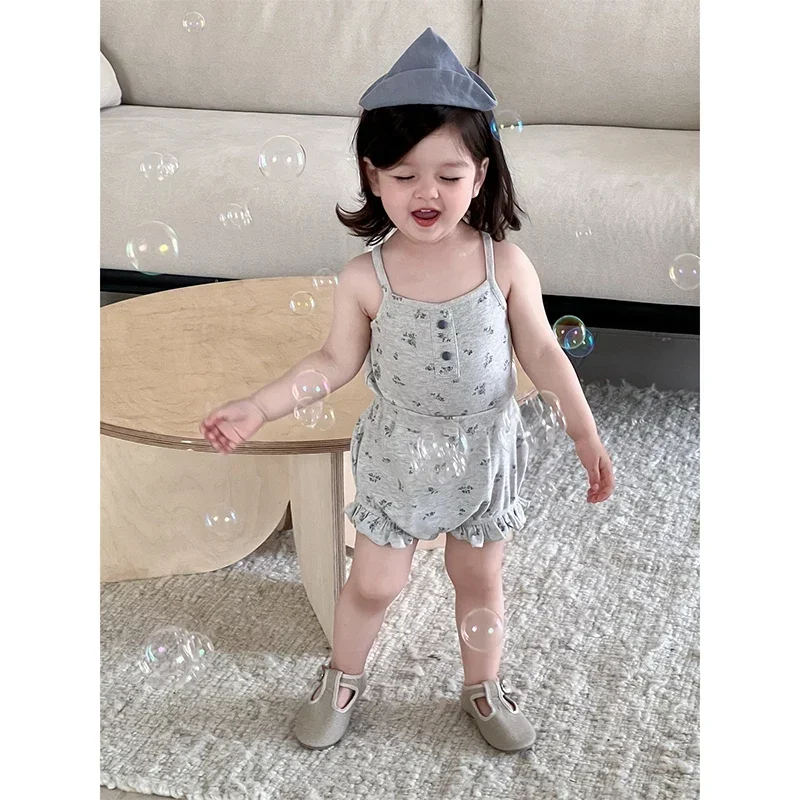 MILANCEL nuevo conjunto de ropa infantil de verano 9M-3Y lindo chaleco Floral para niñas + Bloomer bebé dulce estilo fino prendas de vestir transpirables - imagen 2