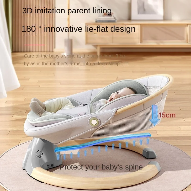 LAZYCHILD mecedora para bebé, sillón de cuna para bebé, cama mecedora para recién nacido, cuna eléctrica, silla relajante, placa extraíble - imagen 3