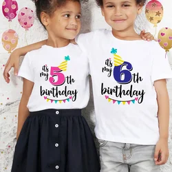 Camiseta de cumpleaños infantil de manga corta con estampado