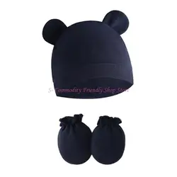 Gorro algodón recién nacido con manoplas antiarañazos y guantes