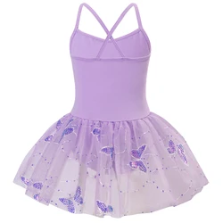 Leotardo ballet para niñas con falda tutú de danza y gimnasia
