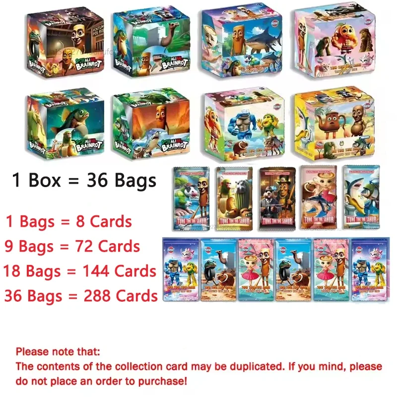 Tarjeta coleccionable de Brainrot italiano Tungtung Sahur Tralalero Tralala, juego de cartas coleccionables de juguete, regalo - imagen 2