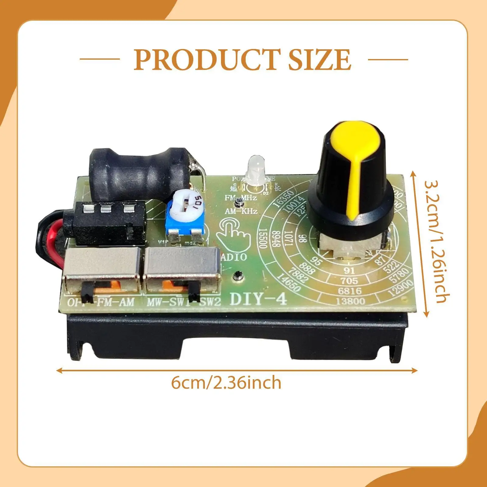 FM MW SW Radio Module Small Battery Operated 4 Band with Manual Tuning Dial